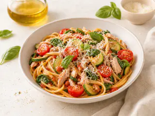 Pâtes al dente avec légumes